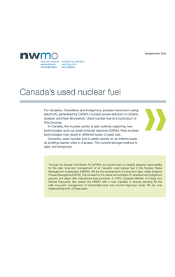 Backgrounder: Canada's used nuclear fuel